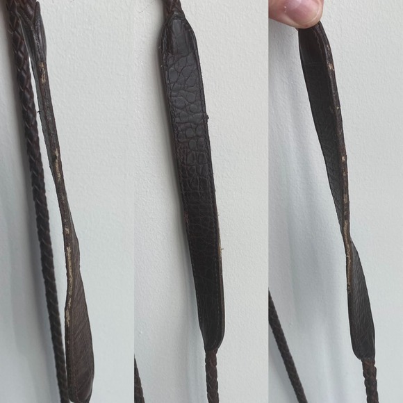 Vintage Brighton Cheryl Crossbody Leather Bag Alligator Embossed Black Brown 90s - Picture 5 of 11